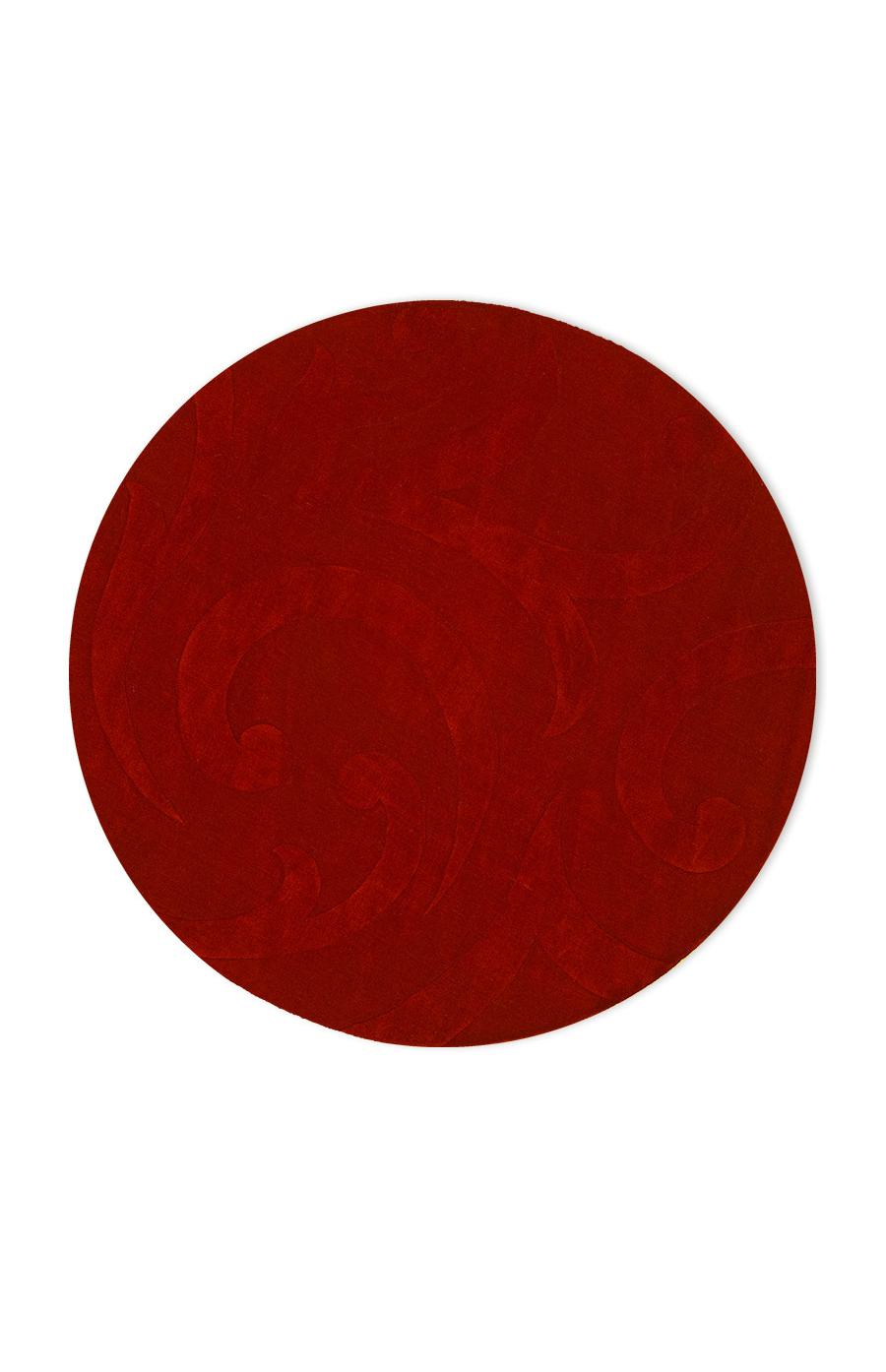 Wool-loomknotted-round-rug-Samaah-Red